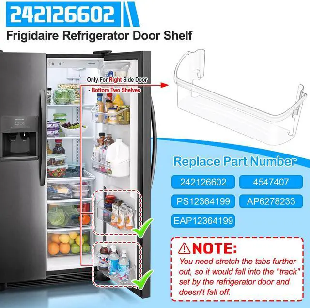 Alt view image 3 of 7 - 242126602 Refrigerator Door Bin for Frigidaire Door Shelf Replacement | UPGRADED Frigidaire Shelf Replacement LFSS2612TF0 LFSS2612TF4 Frigidaire Door Bin Parts 2421266 PS12364199 Bottom Shelves