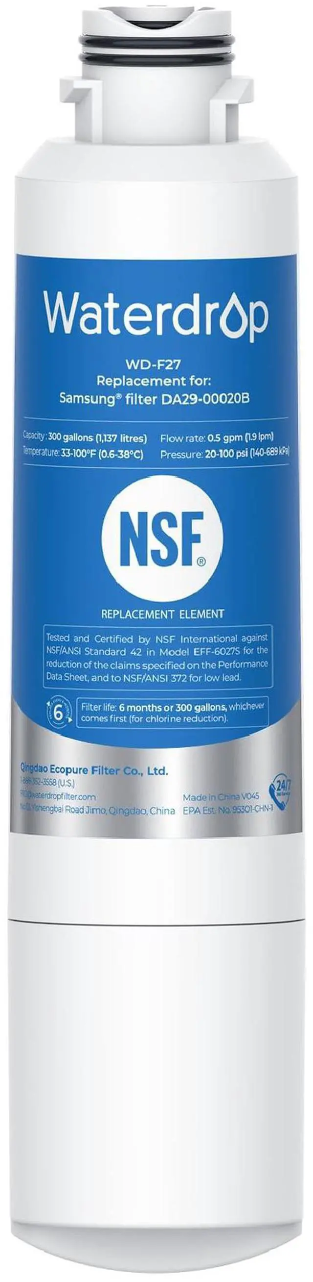 Main image of Water Filter, Replacement for Samsung® HAF-CIN/EXP | DA29-00020B, DA97-08006A, 46-9101, HDX FMS-2, RF263BEAESR, Reduce Chlorine, bad Taste and Odor, Refrigerator Water Filter