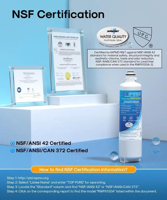 Alt view image 5 of 7 - BORPLFTR50 Replacement for Bosch 11025825 Ultra Clarity Pro Refrigerator Water Filter, Compatible with 12033030, 12028325,BORPLFTR55, B36CT80SNS, B36CL80ENS, WFC100MF, KWF 2000, 2PACK