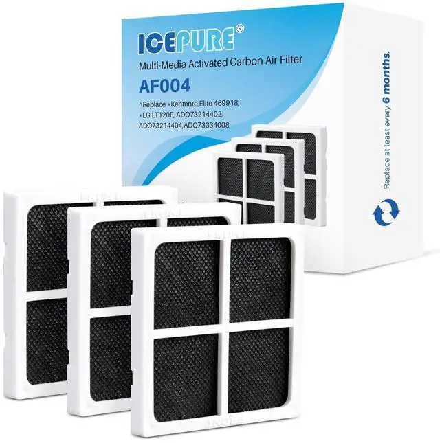 Main image of AF004 Replacement for LG LT120F Refrigerator Air Filter, 3PACK | Compatible with Kenmore Elite 469918, 9918, 46-9918, ADQ73214402, ADQ73214403, ADQ73214404, ADQ73334008