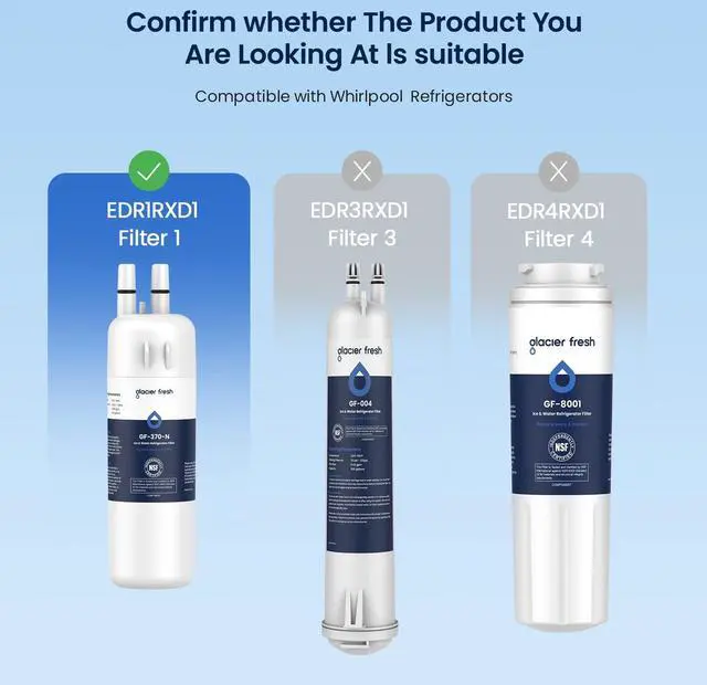 Alt view image 2 of 7 - EDR1RXD1 Water Filter Compatible with W10295370A, 3+3 Packs | Filter 1,EDR1RXD1, WHR1RXD1, KAD1RXD1,W10295370 Refrigerator Water Filter & w10311524 Air Filter