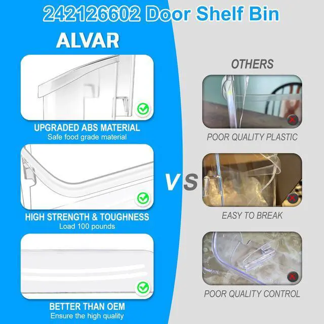 Alt view image 7 of 7 - 242126602 Refrigerator Door Bin for Frigidaire Door Shelf Replacement | UPGRADED Frigidaire Shelf Replacement LFSS2612TF0 LFSS2612TF4 Frigidaire Door Bin Parts 2421266 PS12364199 Bottom Shelves