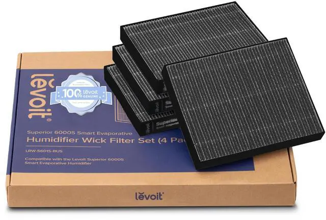 Main image of 4-Pack Replacement Filters for Superior 6000S Smart Evaporative Humidifier, Captures Large Particles & Minerals, Extends Filter Life up to 6 Months, Gray