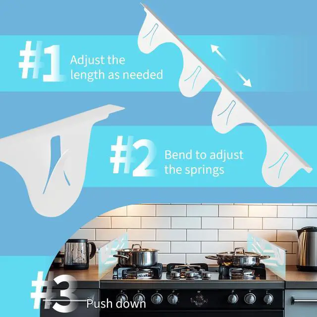 Alt view image 2 of 6 - Stainless Steel Stove Counter Gap Cover (2 Pack, White), Stove Gap Guard, Stove Gap Filler for Kitchen, Range Trim Kit, Heat Resistant with Easy Clean, Adjustable Length 13.8 to 27.5