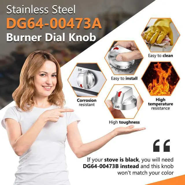 Alt view image 7 of 7 - DG64-00473A Gas Stove Control Knob Replacement Compatible with Samsung 5pcs | Gas Stove Knob Replaces Nx58h5600ss Nx58f5700ws Nx58h5650ws Nx58j7750ss Nx58m6850ss Burner Dial For Single Burner Head