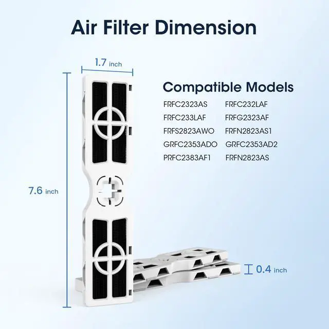 Alt view image 5 of 6 - FRGPAAF2 PureAir AF-2 Refrigerator Air Filter(2 Pack) | FRFC2323ASFRFC232LAF, FRFC233LAF, FRFG2323AF, FRFN2823AS Air Filter