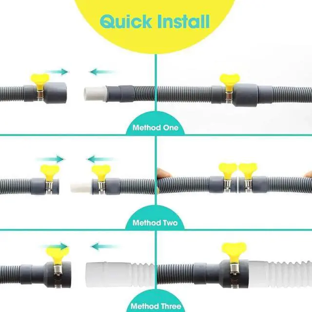 Alt view image 4 of 7 - 23 Feet Universal Washing Machine Drain Hose Flexible Dishwasher Drain Hose Extension Kits Corrugated Washer Hose w/ 1 Adapter 4 Clamps 1 U-Bend Holder
