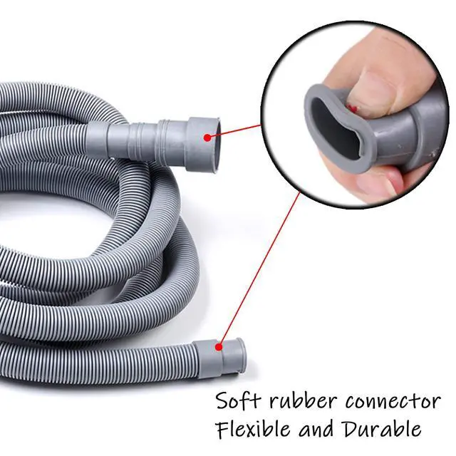 Alt view image 5 of 7 - 23 Feet Universal Washing Machine Drain Hose Flexible Dishwasher Drain Hose Extension Kits Corrugated Washer Hose w/ 1 Adapter 4 Clamps 1 U-Bend Holder