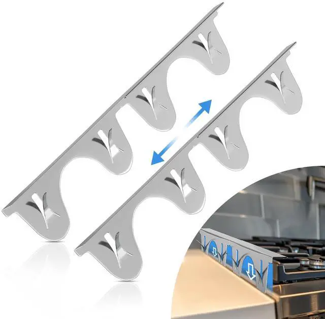 Main image of Stove Gap Covers Stainless Steel, 2 Pack, Stove Gap Filler, Stove Gap Guard, Range Trim Kit, Heat Resistant, Easy Clean, Retractable, Length 13.8 to 27.5