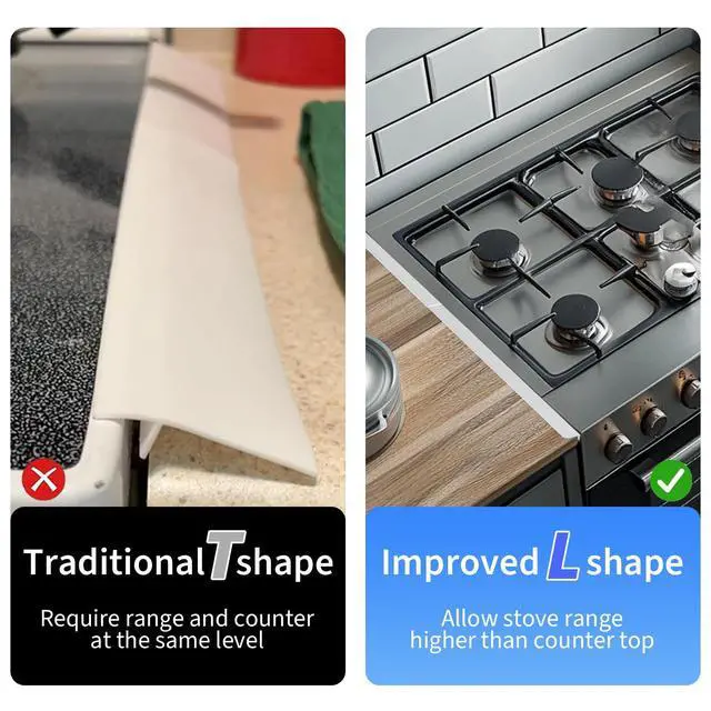 Alt view image 4 of 6 - Stove Gap Covers Stainless Steel, 2 Pack, Stove Gap Filler, Stove Gap Guard, Range Trim Kit, Heat Resistant, Easy Clean, Retractable, Length 13.8 to 27.5