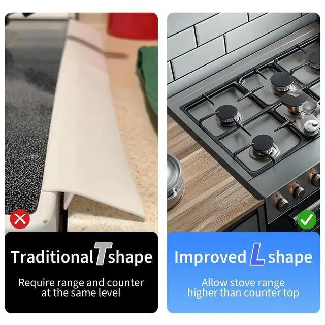 Alt view image 3 of 6 - Stainless Steel Stove Gap Cover (2 Pack, Black), Stove Gap Filler for Kitchen, Range Trim Kit, Heat Resistant with Easy Clean, Adjustable Length 13.8 to 27.5