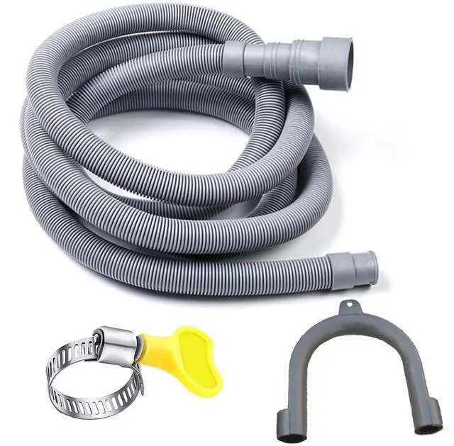 Main image of 13 Feet Universal Washing Machine Drain Hose Flexible Dishwasher Drain Hose Extension Kits Corrugated Washer Hose w/ 1 Adapter 4 Clamps 1 U-Bend Holder