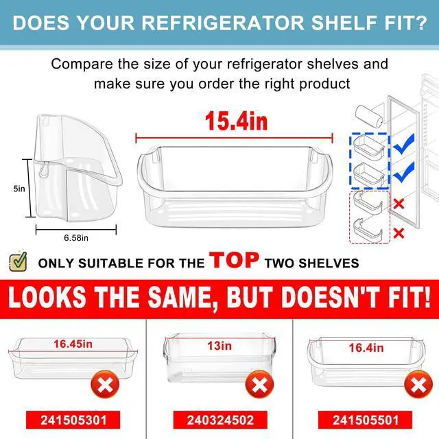 Alt view image 2 of 6 - Upgraded 240356402 Refrigerator Door Bin (Length 15.38") | Compatible with Frigi.daire Refrigerator Door Shelf Parts LFSS2612TF0 LFSS2612TE0 FFSS2615TE0 FFSS2615TS0 Door Shelf Shelves