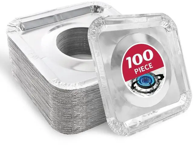Main image of Aluminum Gas Stove Burner Covers -Thicker Foil Square Burner Liners - Disposable Gas Range Protectors, 100 PackOuter diameter: 8.5 x 8.5 inch