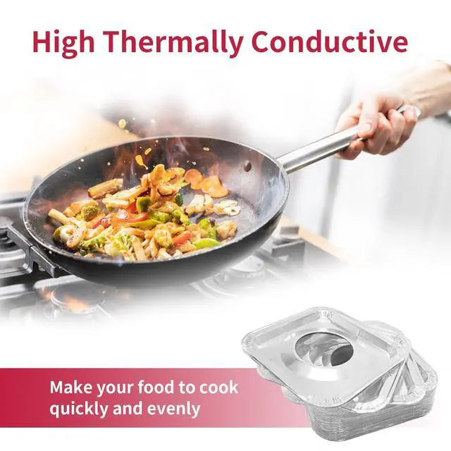 Alt view image 4 of 7 - Aluminum Gas Stove Burner Covers -Thicker Foil Square Burner Liners - Disposable Gas Range Protectors, 100 PackOuter diameter: 8.5 x 8.5 inch