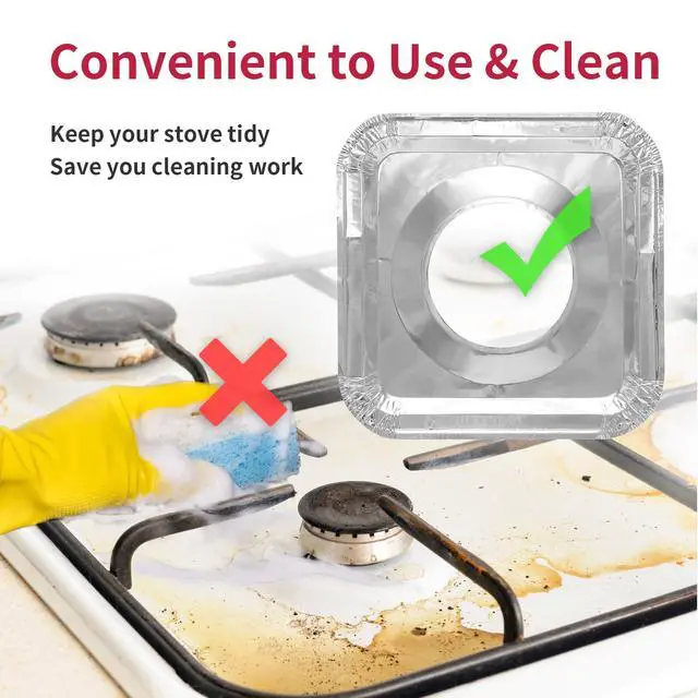 Alt view image 5 of 7 - Aluminum Gas Stove Burner Covers -Thicker Foil Square Burner Liners - Disposable Gas Range Protectors, 100 PackOuter diameter: 8.5 x 8.5 inch
