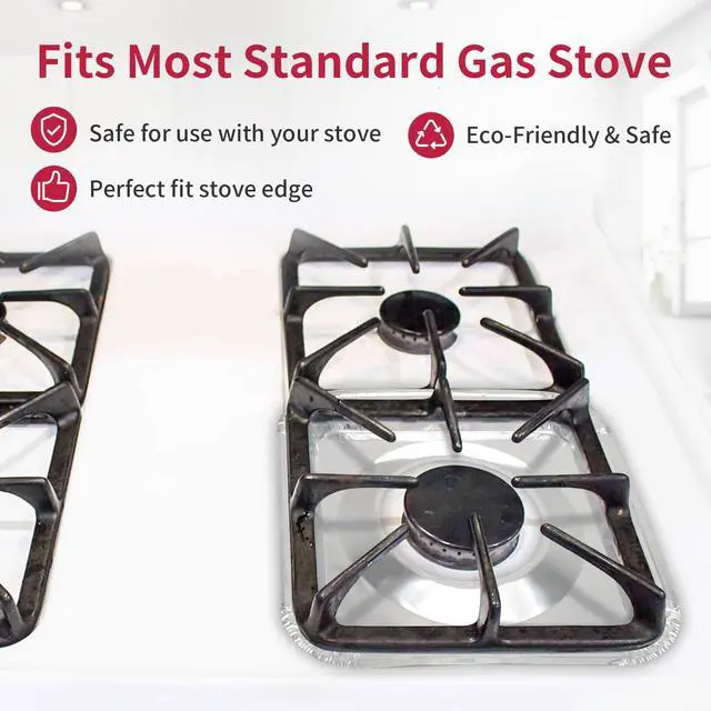 Alt view image 6 of 7 - Aluminum Gas Stove Burner Covers -Thicker Foil Square Burner Liners - Disposable Gas Range Protectors, 100 PackOuter diameter: 8.5 x 8.5 inch