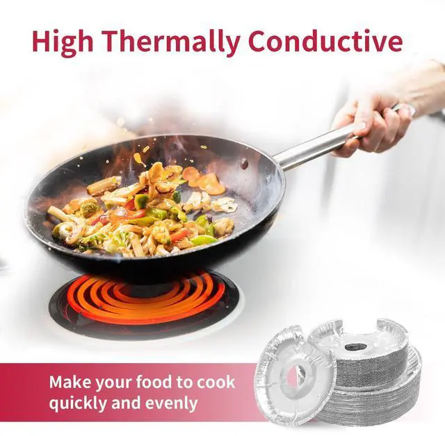 Alt view image 4 of 7 - Round Electric Stove Burner Covers - Thicker Aluminum Foil Burner Liners - Disposable Stove Top Protector, 100 Pack (50 * 6 Inch and 50 * 8 Inch)