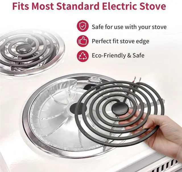 Alt view image 6 of 7 - Round Electric Stove Burner Covers - Thicker Aluminum Foil Burner Liners - Disposable Stove Top Protector, 100 Pack (50 * 6 Inch and 50 * 8 Inch)