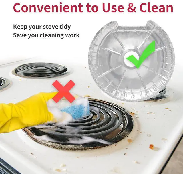 Alt view image 5 of 7 - Round Electric Stove Burner Covers - Thicker Aluminum Foil Burner Liners - Disposable Stove Top Protector, 100 Pack (50 * 6 Inch and 50 * 8 Inch)