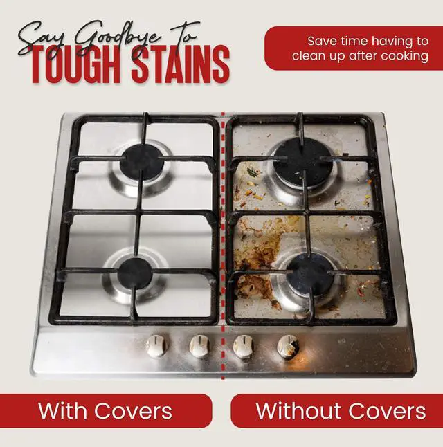 Alt view image 2 of 6 - Aluminium Gas Stove Burner Covers (100 Pack) - Disposable Gas Stove Cover Liners, Heat-Resistant Gas Stove Top Covers for Gas Burners and Stove Covers for Gas Stove Top the Perfect Kitchen Accessories