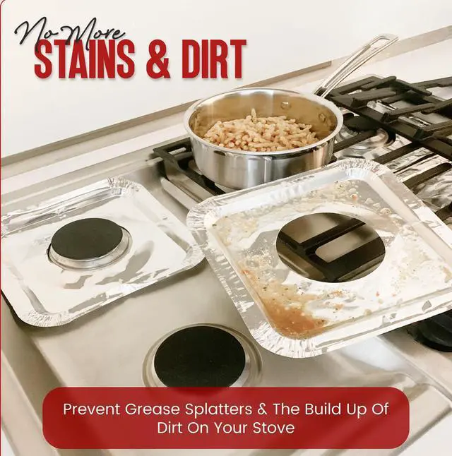 Alt view image 3 of 6 - Aluminium Gas Stove Burner Covers (100 Pack) - Disposable Gas Stove Cover Liners, Heat-Resistant Gas Stove Top Covers for Gas Burners and Stove Covers for Gas Stove Top the Perfect Kitchen Accessories