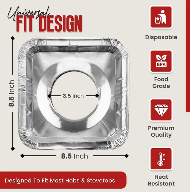 Alt view image 4 of 6 - Aluminium Gas Stove Burner Covers (100 Pack) - Disposable Gas Stove Cover Liners, Heat-Resistant Gas Stove Top Covers for Gas Burners and Stove Covers for Gas Stove Top the Perfect Kitchen Accessories
