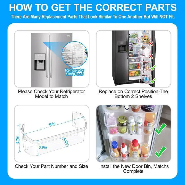 Alt view image 5 of 5 - UPGRADED 242126602 Refrigerator Door Bin for Frigidaire Shelf Replacement | LFSS2612TF4 Frigidaire Door Bin LFSS2612TE0 FFSS2615TS0 Frigidaire Refrigerator Door Shelf Bottom Replacement Shelves Parts