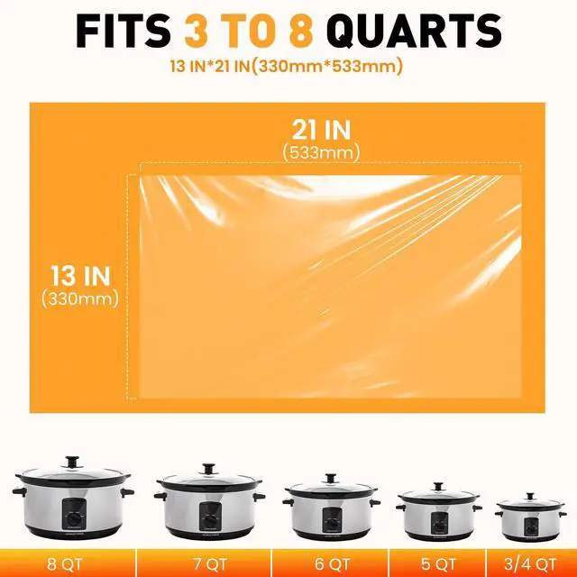 Alt view image 2 of 6 - 100 Pack Slow Cooker Liners, Large Size 13"x 21" Cooking Bags | Disposable Plastic Slow Cooker Bags Liners Fits 3-8 Quarts, BPA Free, Suitable for Oval & Round Pot