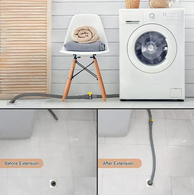 Alt view image 7 of 7 - 6 Feet Washing Machine Drain Hose Flexible Dishwasher Drain Hose Extension Kits Corrugated Washer Hose w/ 1 Adapter 2 Clamps 1 U-Bend Holder Upgraded Version