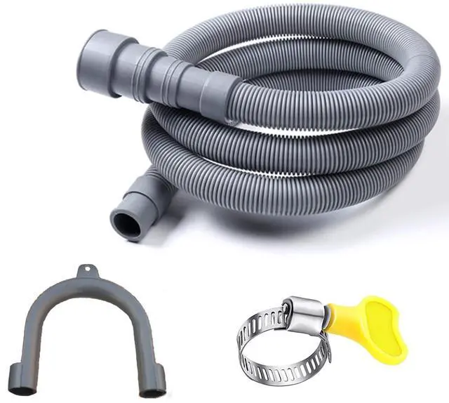 Main image of 6 Feet Universal Washing Machine Drain Hose Flexible Dishwasher Drain Hose Extension Kits Corrugated Washer w/ 2 Clamps 1 adapter 1 U-Bend Holder
