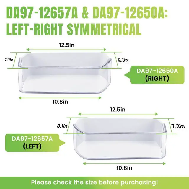Alt view image 2 of 7 - DA97-12650A(RIGHT) & DA97-12657A(LEFT) Refrigerator Door Shelf | Fit for Refrigerator Parts RF260BEAESR RF261BEAESR RF261BEAESP RF260BEAEWW with 2 Egg Trays