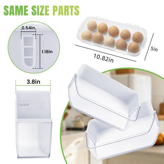 Alt view image 3 of 7 - DA97-12650A(RIGHT) & DA97-12657A(LEFT) Refrigerator Door Shelf | Fit for Refrigerator Parts RF260BEAESR RF261BEAESR RF261BEAESP RF260BEAEWW with 2 Egg Trays