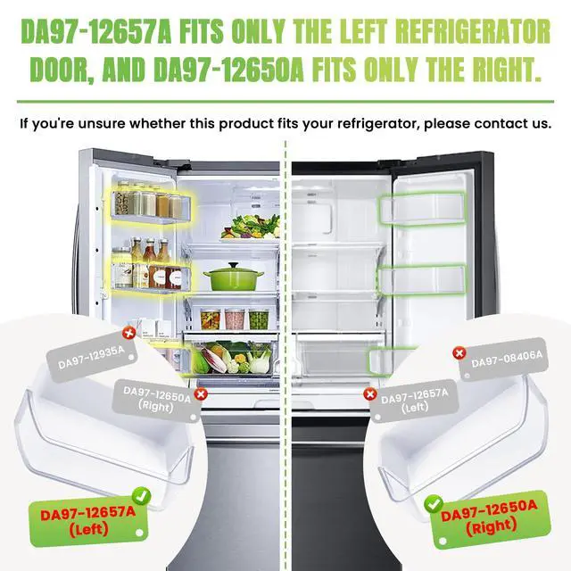 Alt view image 4 of 7 - DA97-12650A(RIGHT) & DA97-12657A(LEFT) Refrigerator Door Shelf | Fit for Refrigerator Parts RF260BEAESR RF261BEAESR RF261BEAESP RF260BEAEWW with 2 Egg Trays