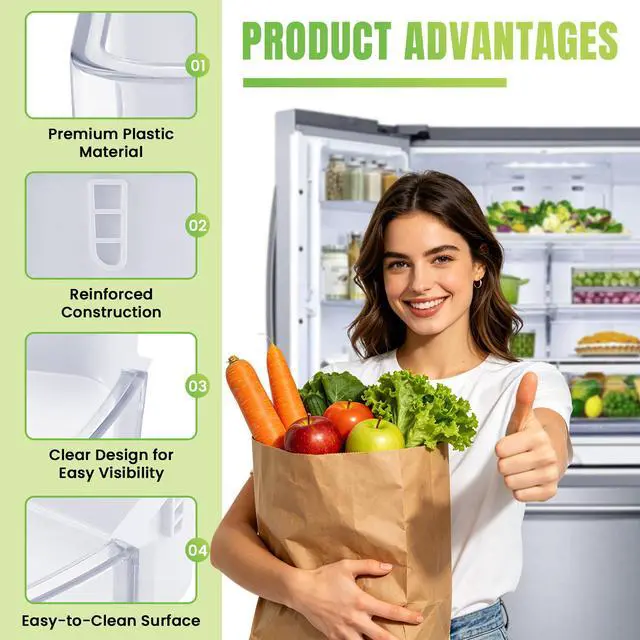 Alt view image 5 of 7 - DA97-12650A(RIGHT) & DA97-12657A(LEFT) Refrigerator Door Shelf | Fit for Refrigerator Parts RF260BEAESR RF261BEAESR RF261BEAESP RF260BEAEWW with 2 Egg Trays