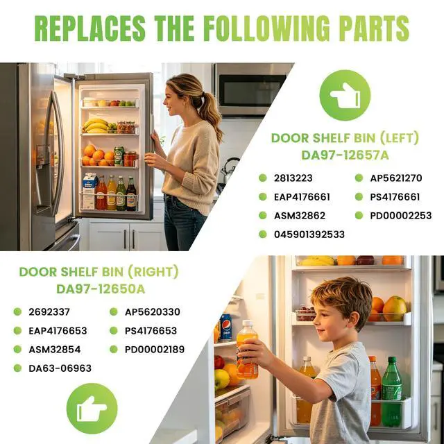 Alt view image 6 of 7 - DA97-12650A(RIGHT) & DA97-12657A(LEFT) Refrigerator Door Shelf | Fit for Refrigerator Parts RF260BEAESR RF261BEAESR RF261BEAESP RF260BEAEWW with 2 Egg Trays