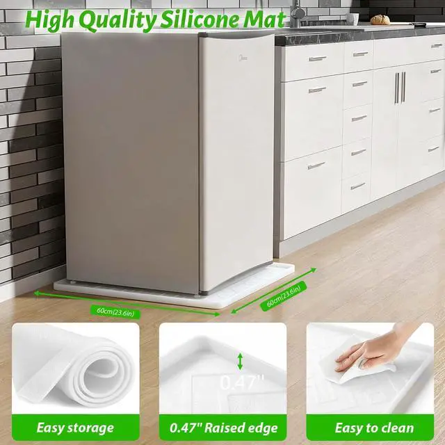 Alt view image 2 of 6 - Mini Fridge Silicone Mat - 23.6"x23.6"x0.47" Non-Slip, Spill-Proof, Drip Prevention | Ideal for Refrigerators, Washing Machines, Dryers, Wine Coolers, and Dishwashers