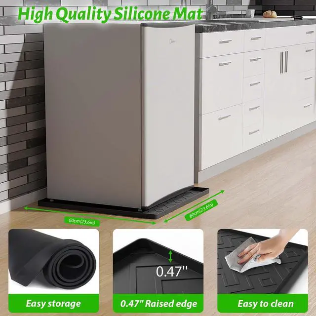 Alt view image 2 of 6 - Mini Fridge Silicone Mat 23.6"x23.6"x0.47" - Non-Slip, Spill-Proof, Drip Prevention | Ideal for Refrigerators, Washing Machines, Dryers, Wine Coolers, and Dishwashers
