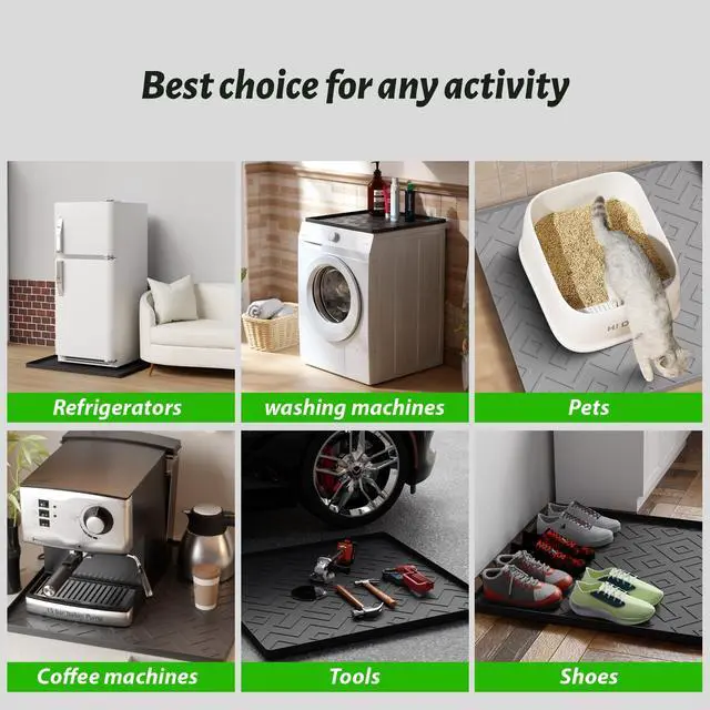 Alt view image 5 of 6 - Mini Fridge Silicone Mat 23.6"x23.6"x0.47" - Non-Slip, Spill-Proof, Drip Prevention | Ideal for Refrigerators, Washing Machines, Dryers, Wine Coolers, and Dishwashers