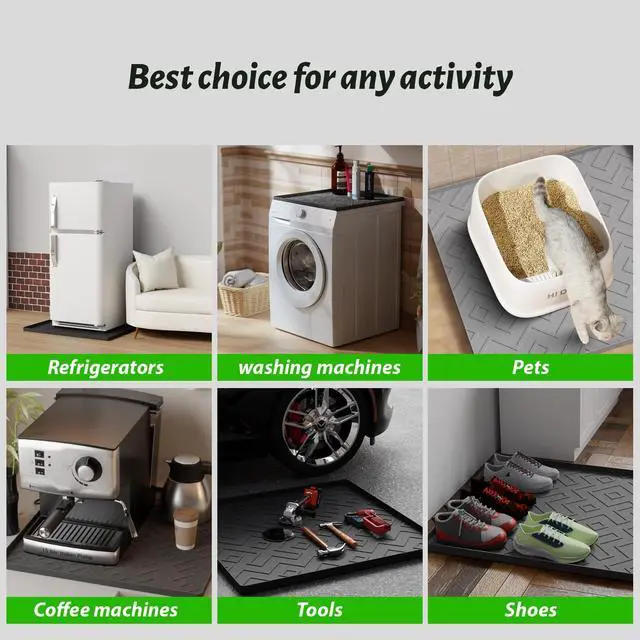 Alt view image 5 of 6 - Mini Fridge Silicone Mat 19.7"x19.7"x0.47" - Non-Slip, Spill-Proof, Drip Prevention | Ideal for Refrigerators, Washing Machines, Dryers, Wine Coolers, and Dishwashers