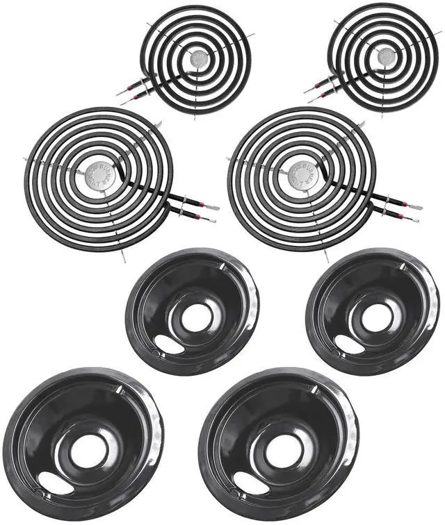 Main image of GE Drip Pans and Stove Burner Element Unit Set, Perfectly Fit WB30M1 & WB30M2 -Replacement for GE Hotpoint Kenmore Stove TopBlack