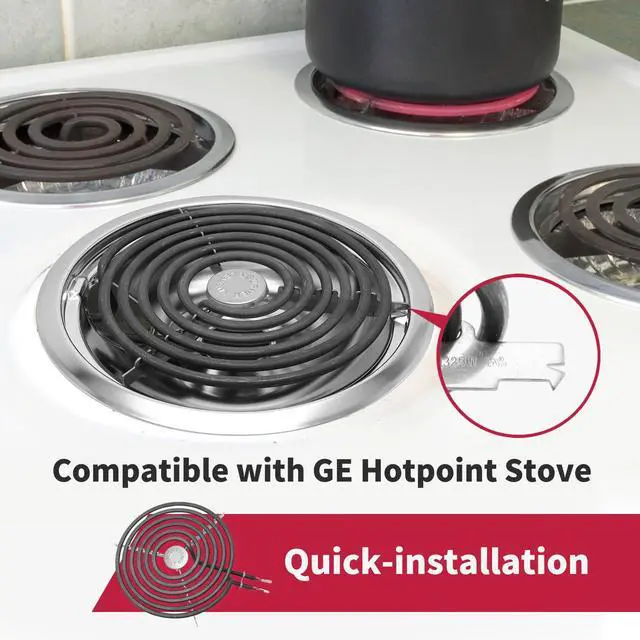 Alt view image 2 of 7 - GE Drip Pans and Stove Burner Element Unit Set, Perfectly Fit WB30M1 & WB30M2 -Replacement for GE Hotpoint Kenmore Stove TopBlack