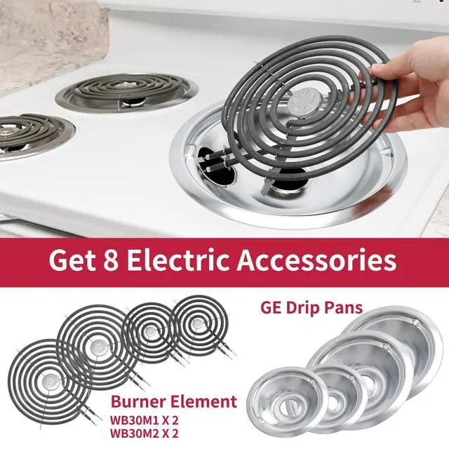 Alt view image 3 of 7 - GE Drip Pans and Stove Burner Element Unit Set, Perfectly Fit WB30M1 & WB30M2 -Replacement for GE Hotpoint Stove Top