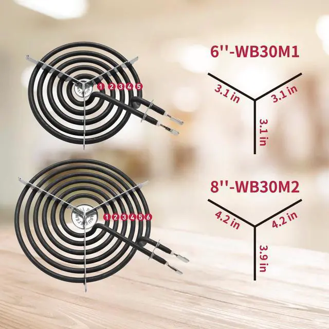 Alt view image 7 of 7 - GE Drip Pans and Stove Burner Element Unit Set, Perfectly Fit WB30M1 & WB30M2 -Replacement for GE Hotpoint Stove Top