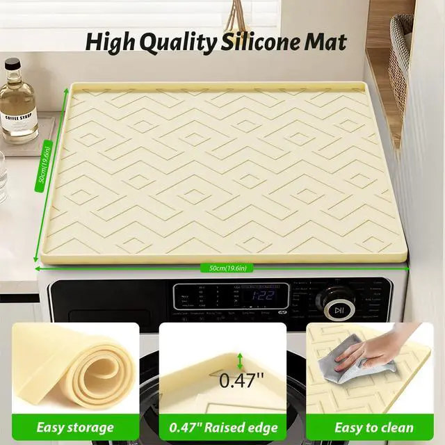 Alt view image 2 of 6 - Silicone Mini Fridge Mat 19.7"x19.7" Refrigerator Mats, Non-Slip Waterproof Protector Pad for Washing Machine, Dryer, Dishwasher & Wine Cooler