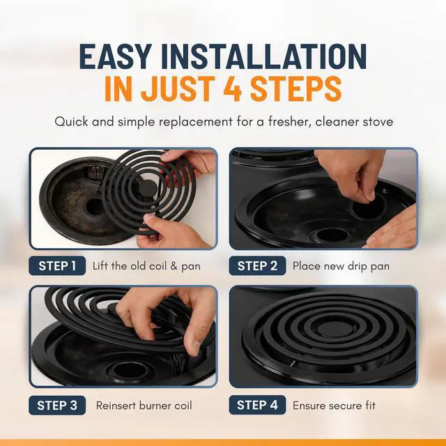 Alt view image 3 of 7 - Electric Stove Drip Pans Set of 4 (2 x 6-Inch & 2 x 8-Inch) Replacement Stove Drip Pans for Electric Stove for GE & Hotpoint Ranges - Compatible with WB31M20 & WB31M19 Stove Burner Drip Pan