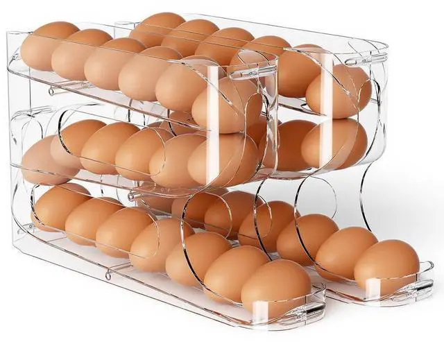 Main image of Clear FIFO Egg Holder for Fridge, Egg Dispenser for Eggs 36 Count | Clear PET, Heavy-Duty, Automatic Rolling Egg Organizer, Space-Saving Egg Roller/Container/Storage for Kitchen Countertop