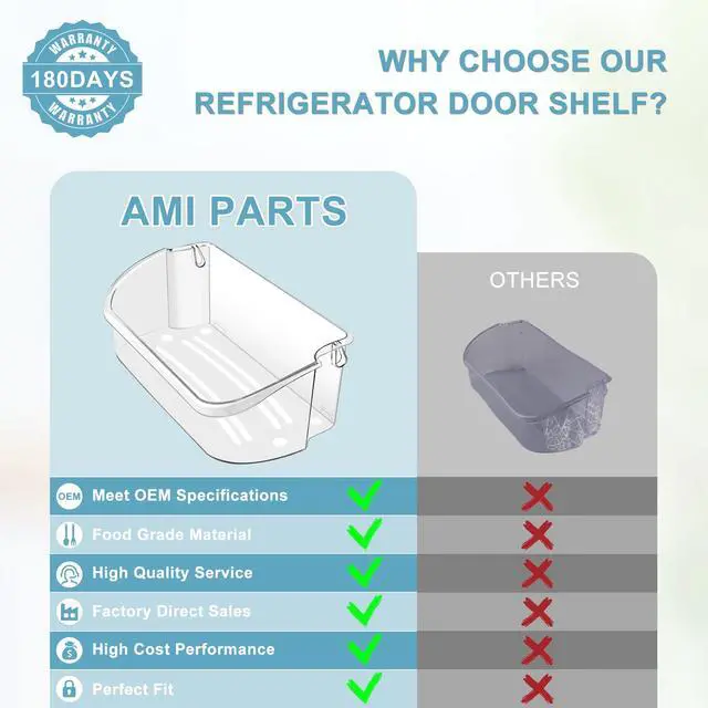 Alt view image 5 of 6 - Upgraded 240356402 Refrigerator Door Bin (Length 15.38") | Compatible with Frigi.daire Refrigerator Door Shelf Parts LFSS2612TF0 LFSS2612TE0 FFSS2615TE0 FFSS2615TS0 Door Shelf Shelves
