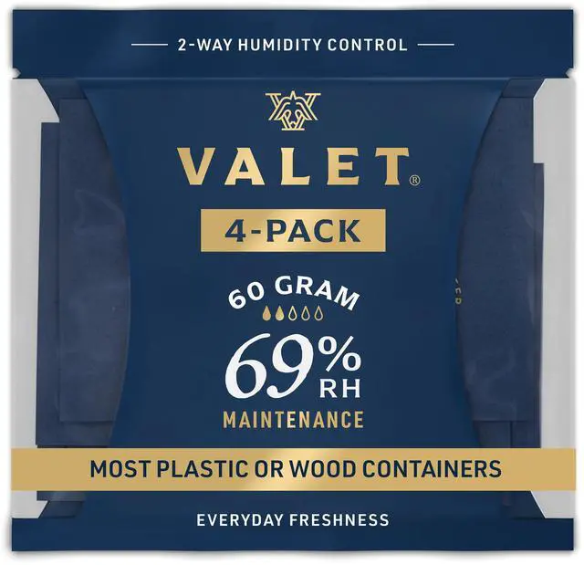 Main image of 69% Two-Way Humidity Packs 4-Pack (60g) for Plastic Containers | 69% Humidity Control Packs for Plastic and Airtight Containers, 60g Each, Made in USA