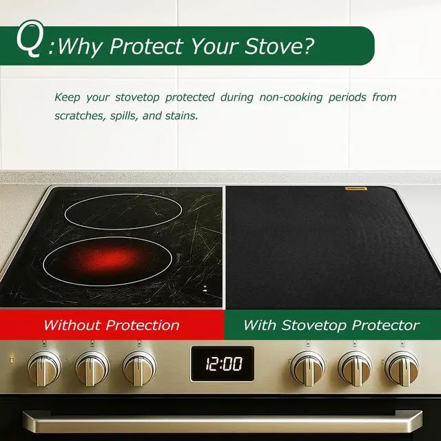 Alt view image 3 of 7 - Large Fireproof Stove Top Covers for Electric Stove, Waterproof & Heat Resistant Mat for Glass Top, Stovetop Protector, Anti-Scratch, 36x24 Black